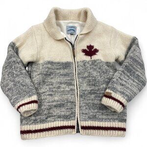 Ark Wool Cowichan Canada Curling Full Zip Lined Thick Sweater Jacket Women's M